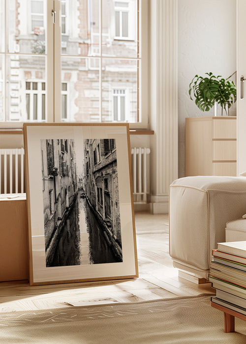 Arte para cozinha: Canal de Veneza a preto e branco
