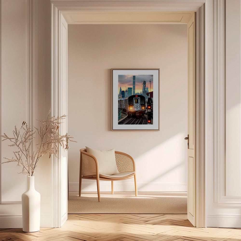 Quadro de cidades: Metro 7 ao pôr do sol – Canvas2