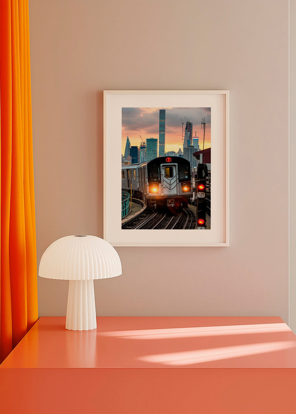 Quadro de cidades: Metro 7 ao pôr do sol – Product3