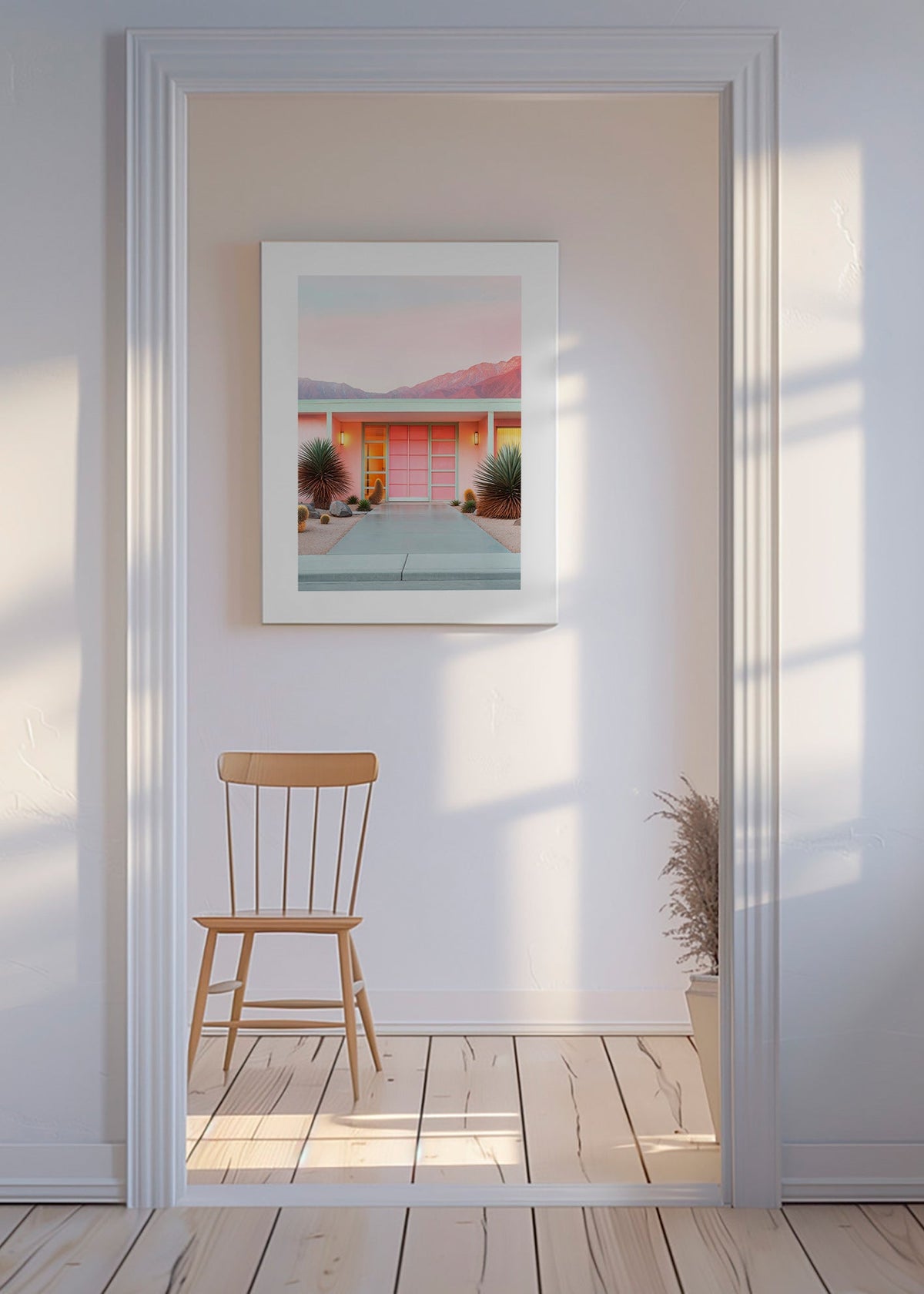 Estampa botânica Palm Springs rosa – Canvas