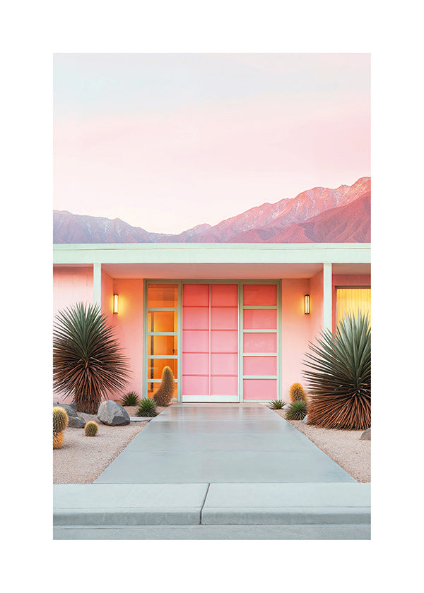 Estampa botânica Palm Springs rosa