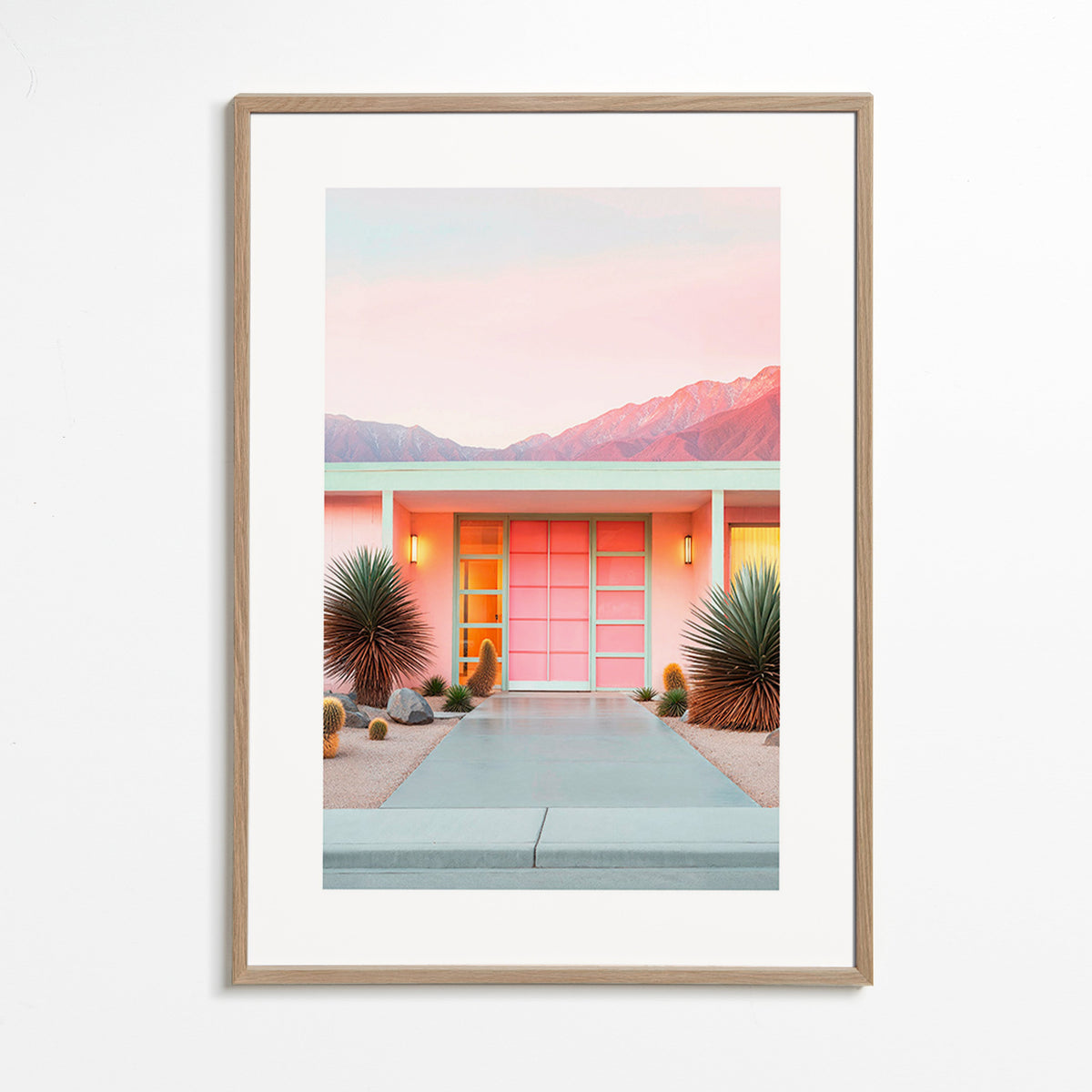 Estampa botânica Palm Springs rosa – Oak Frame