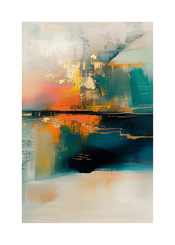 Quadro abstrato com reflexos aquáticos