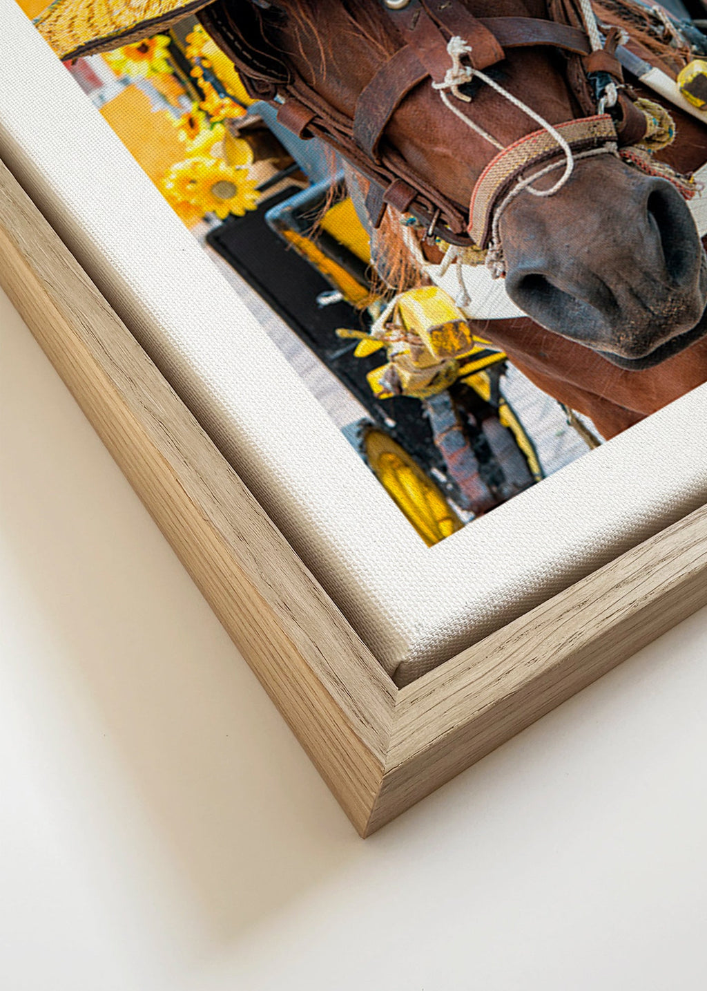 Quadro de cavalo com chapéu amarelo – Canvas detail