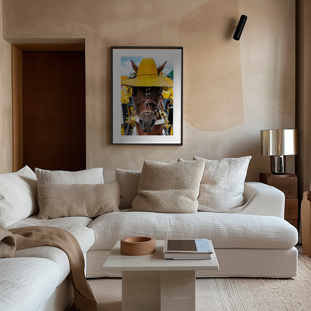 Quadro de cavalo com chapéu amarelo – Canvas2