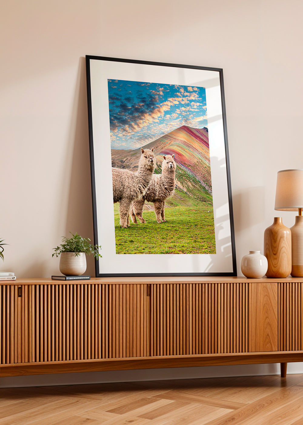 Quadro alpacas na montanha arco-íris – Product2