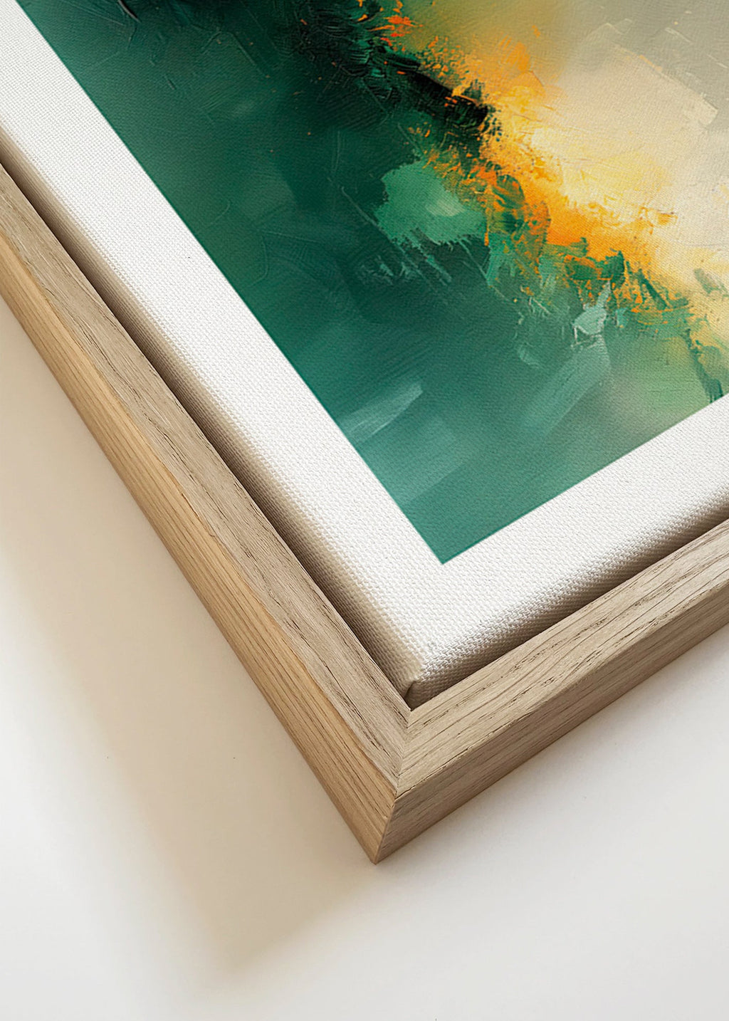 Quadro abstrato verde e dourado - Crepúsculo – Canvas detail