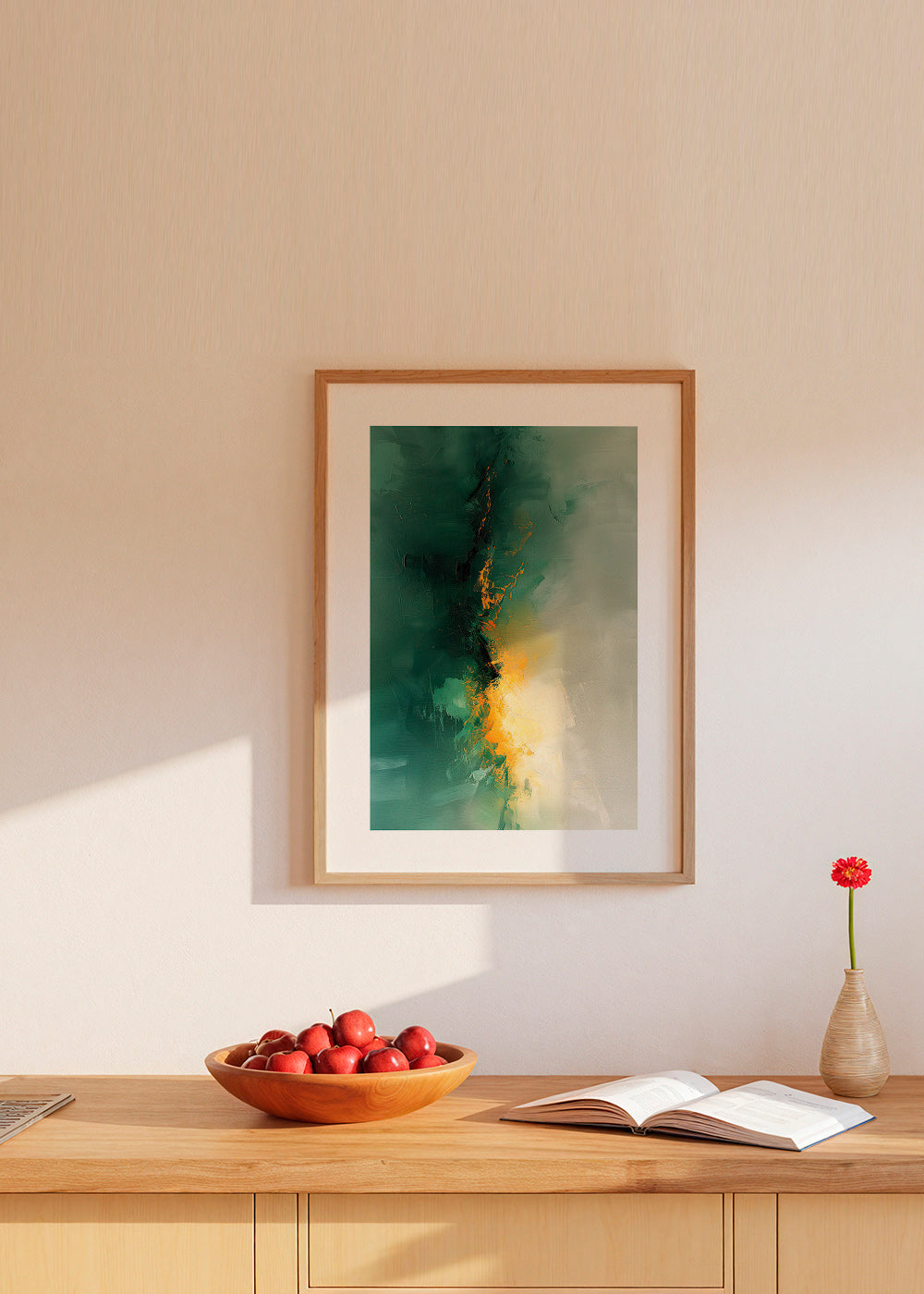 Quadro abstrato verde e dourado - Crepúsculo – Product2
