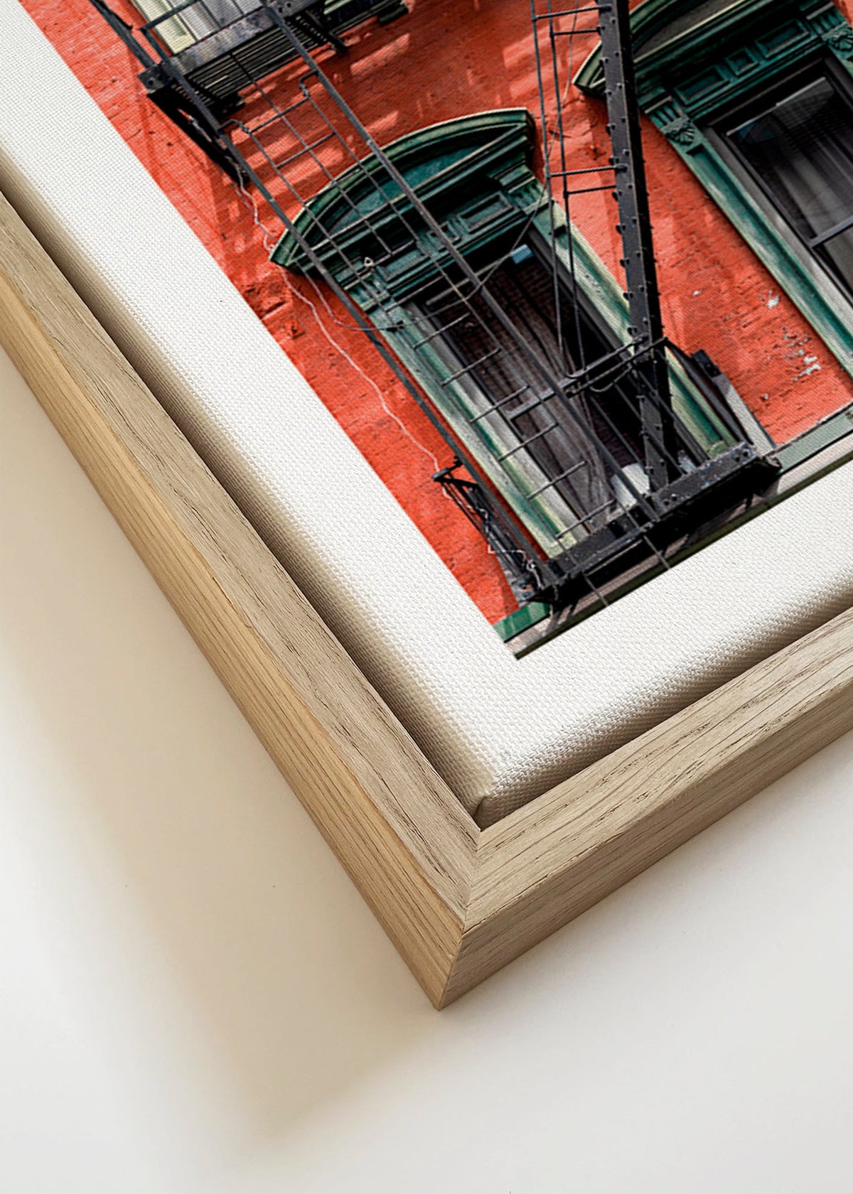 Arte de cidade: fachada de NY com escada de incêndio – Canvas detail