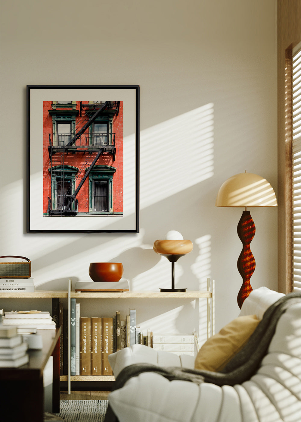 Arte de cidade: fachada de NY com escada de incêndio – Canvas1