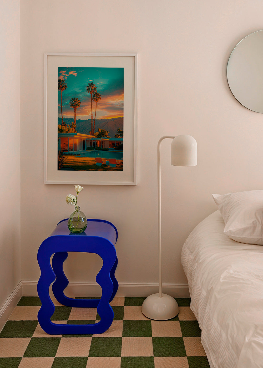 Arte paisagística: pôr-do-sol com palmeiras e piscina – Product2