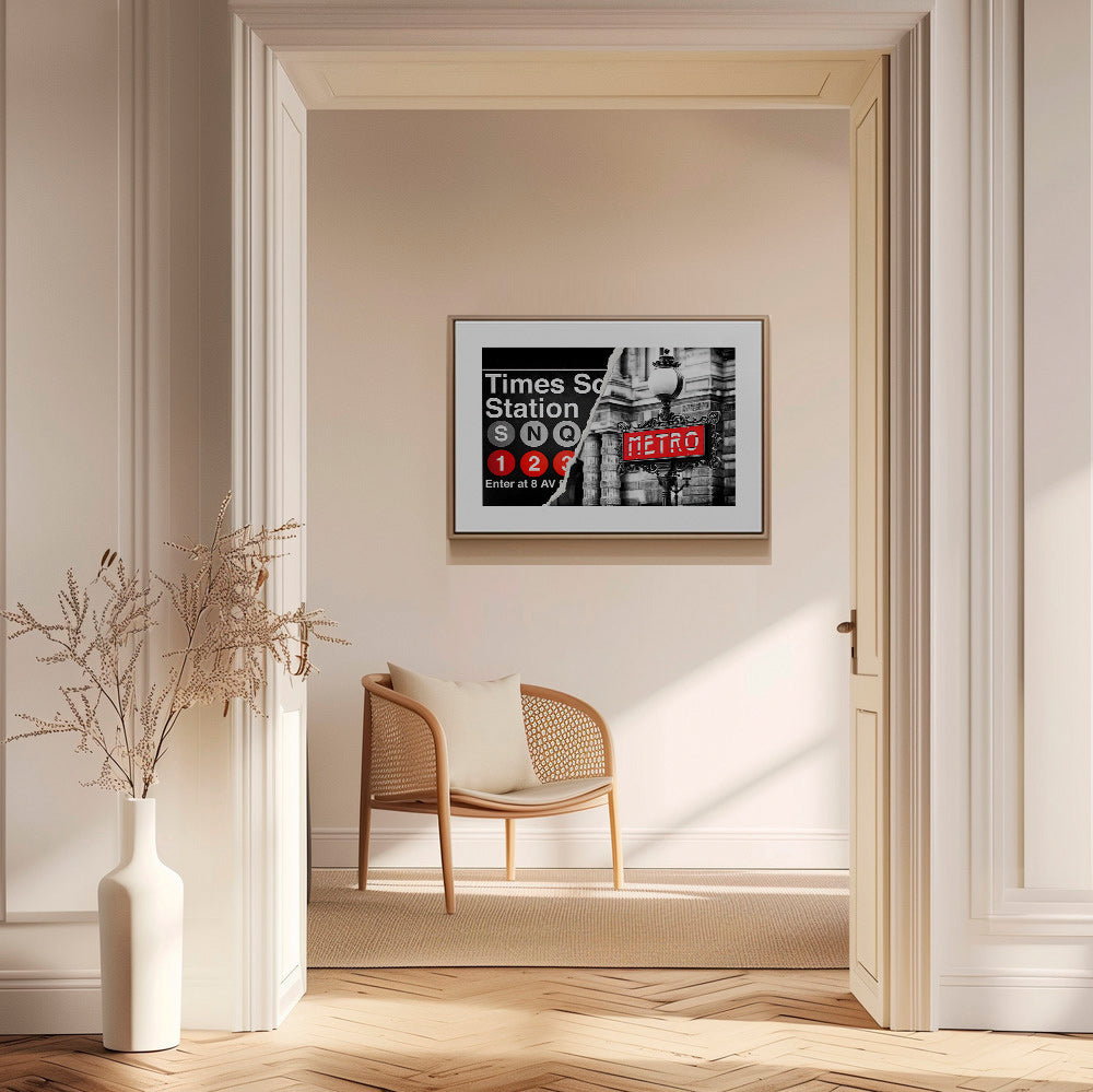 Poster de viagem com placa Metro vermelha – Canvas1