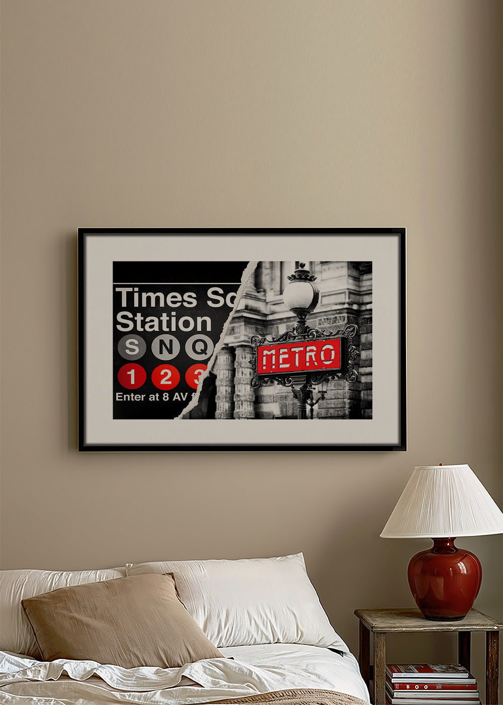Poster de viagem com placa Metro vermelha – Canvas2