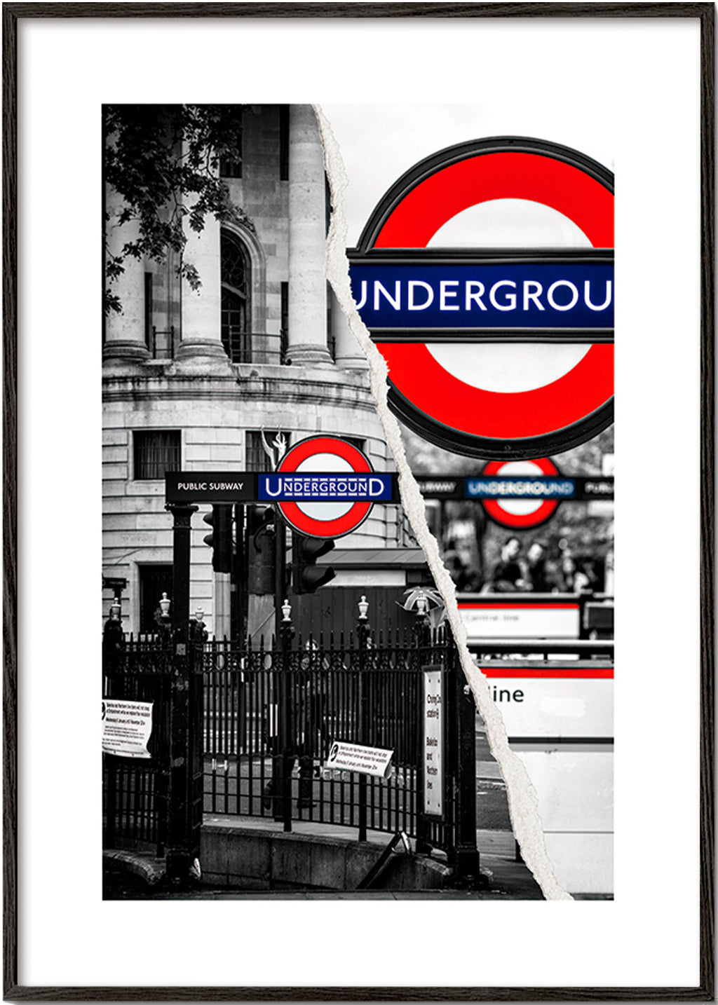 Arte para cidade com placa Underground de Londres – Black Frame