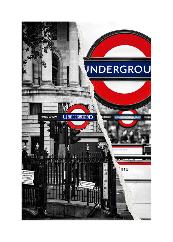 Arte para cidade com placa Underground de Londres