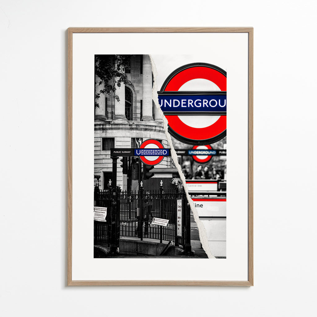 Arte para cidade com placa Underground de Londres – Oak Frame