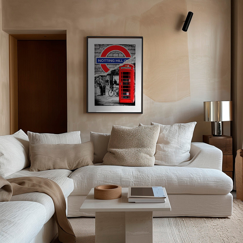 Arte para cidade com cabine telefónica vermelha em Notting Hill – Canvas1