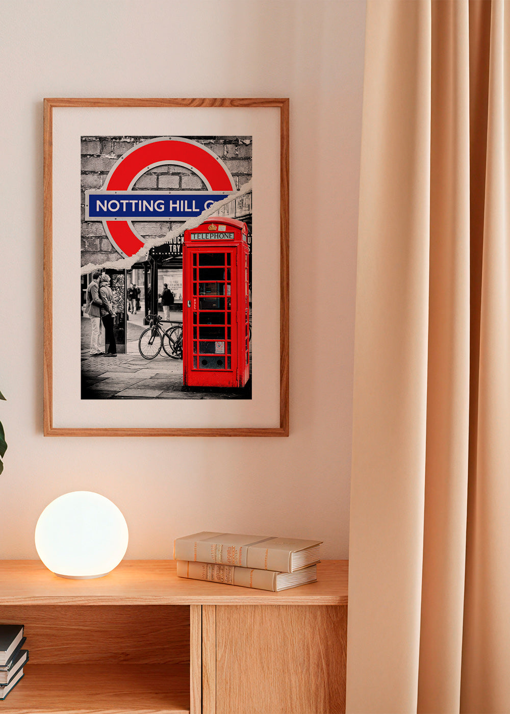Arte para cidade com cabine telefónica vermelha em Notting Hill – Product2