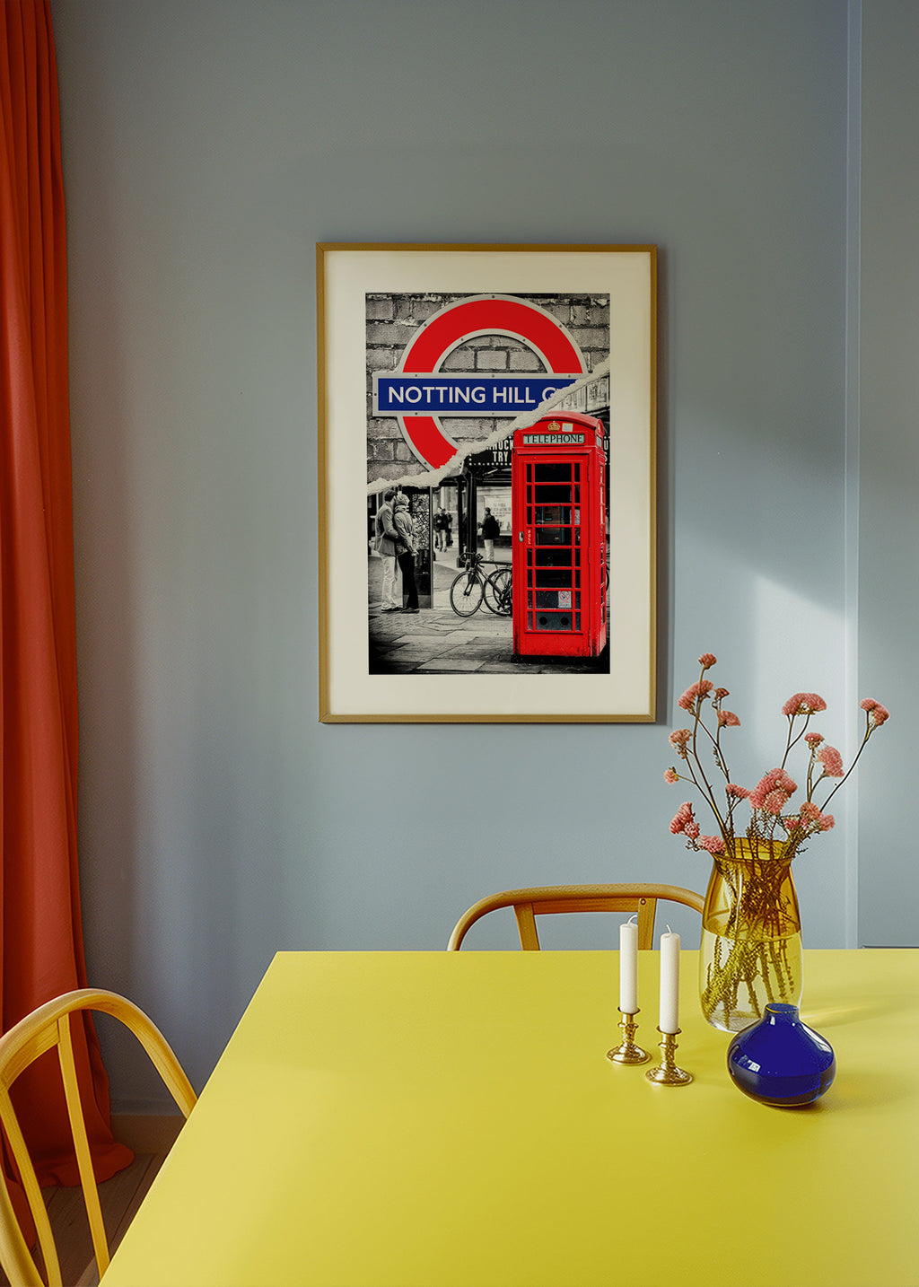 Arte para cidade com cabine telefónica vermelha em Notting Hill – Product3
