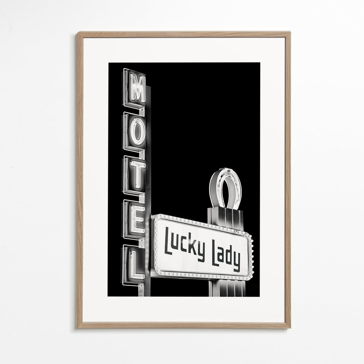 Fotografia letreiro Lucky Lady do motel – Oak Frame