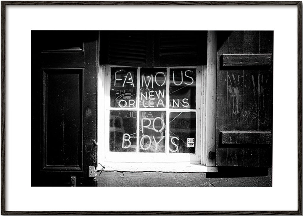 Arte para cozinha: letreiro New Orleans a preto e branco – Black Frame