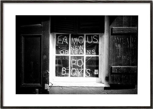 Arte para cozinha: letreiro New Orleans a preto e branco – Black Frame