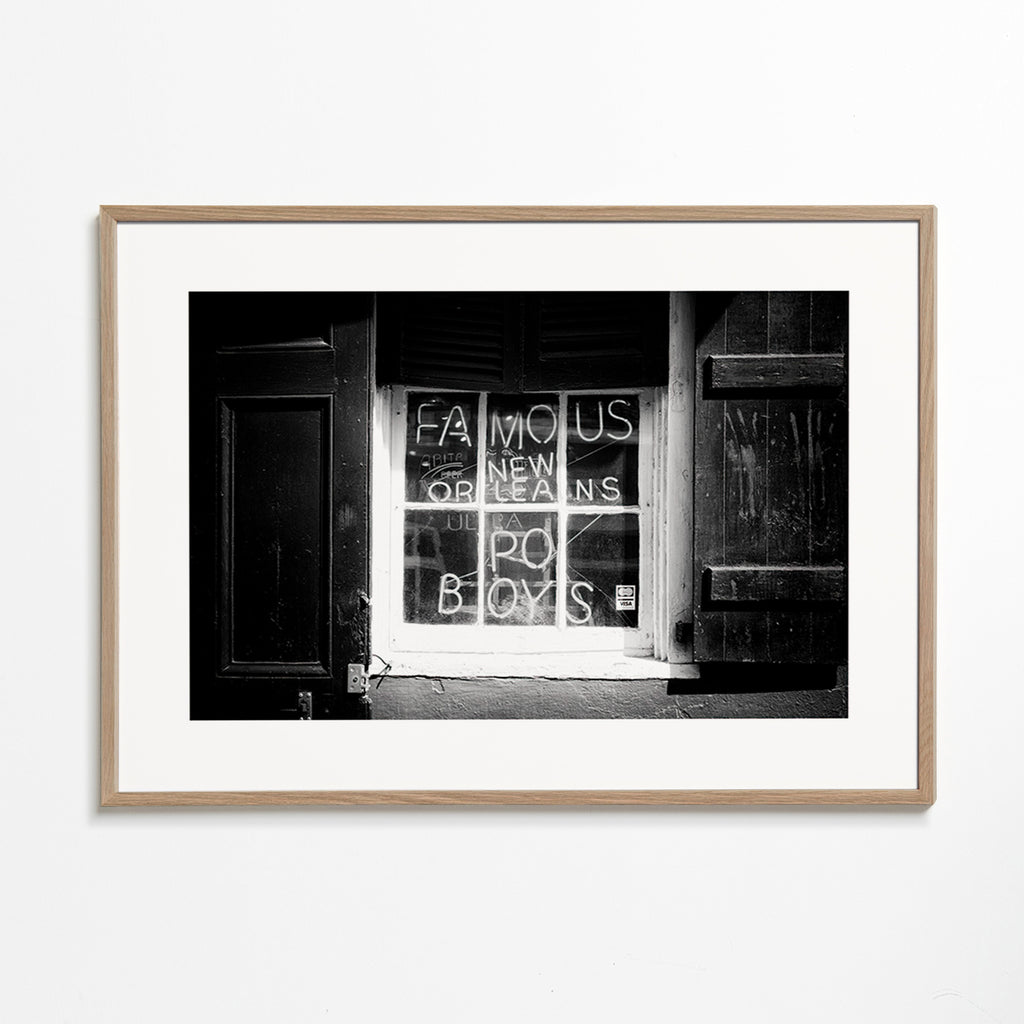 Arte para cozinha: letreiro New Orleans a preto e branco – Oak Frame