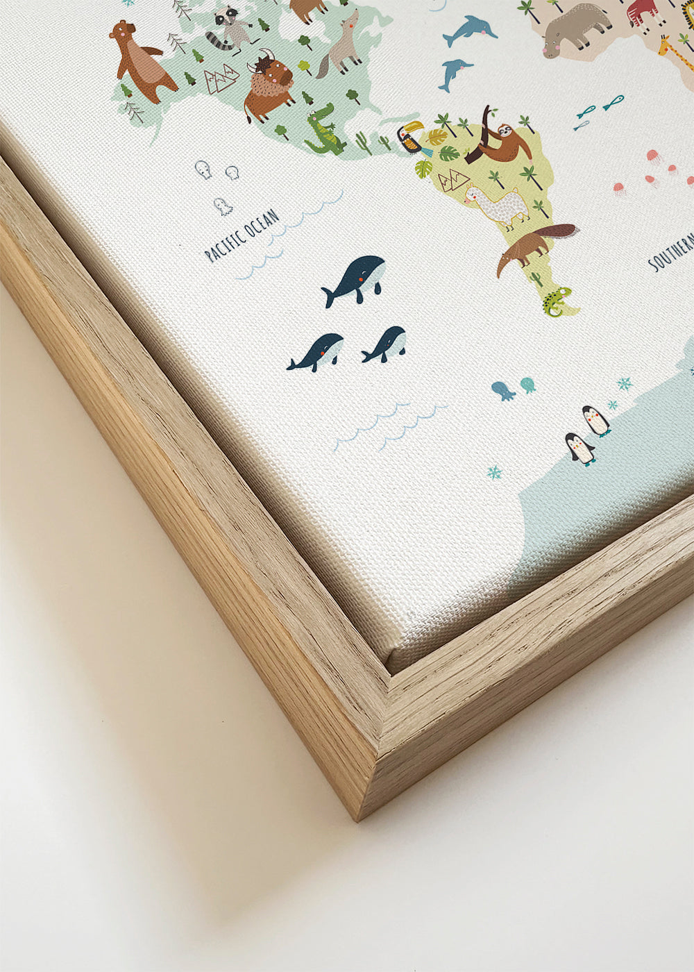 Arte para cozinha: mapa-múndi ilustrado com animais