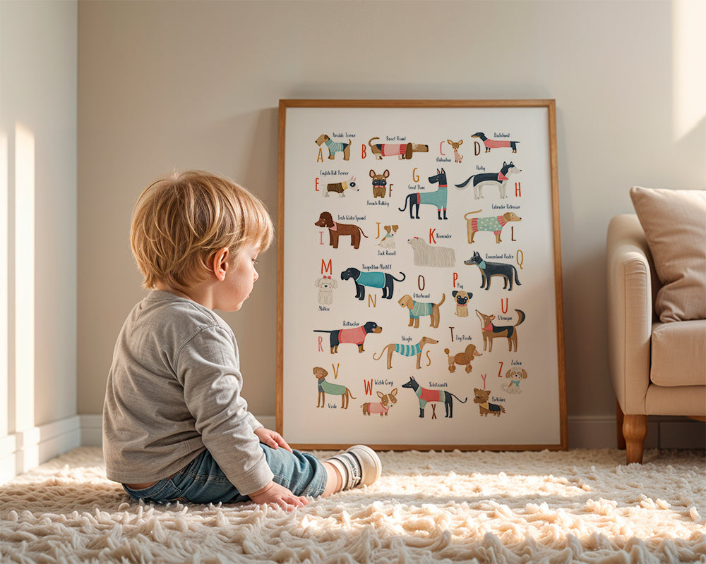 Ilustração alfabeto cães