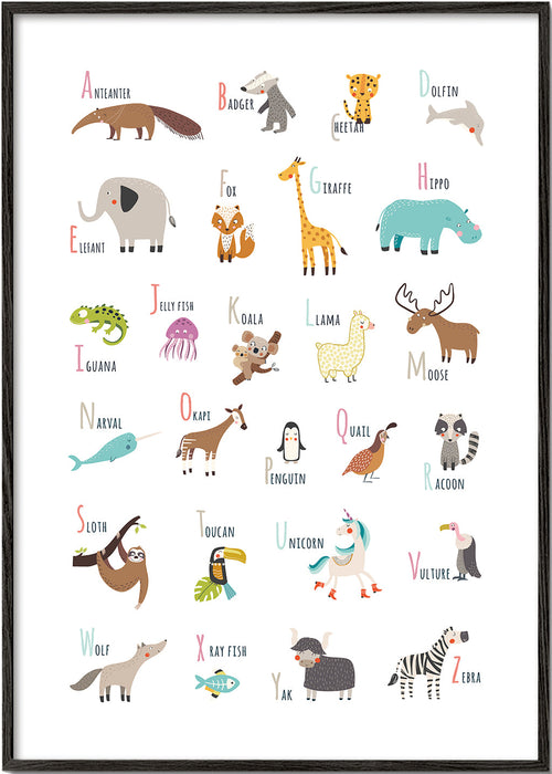 Poster alfabeto com animais para crianças