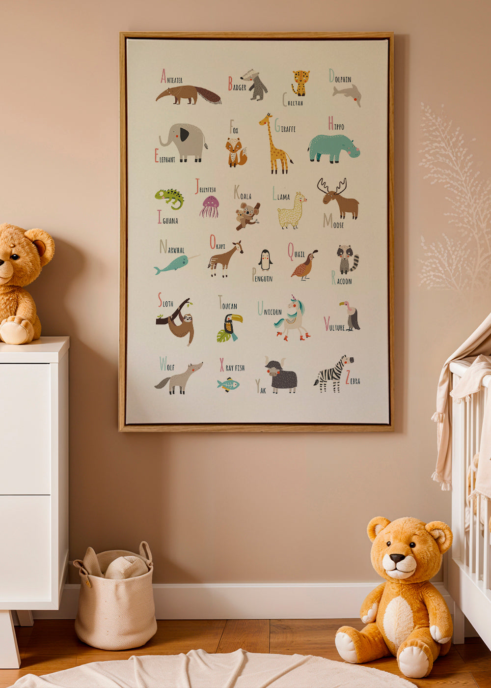 Poster alfabeto com animais para crianças