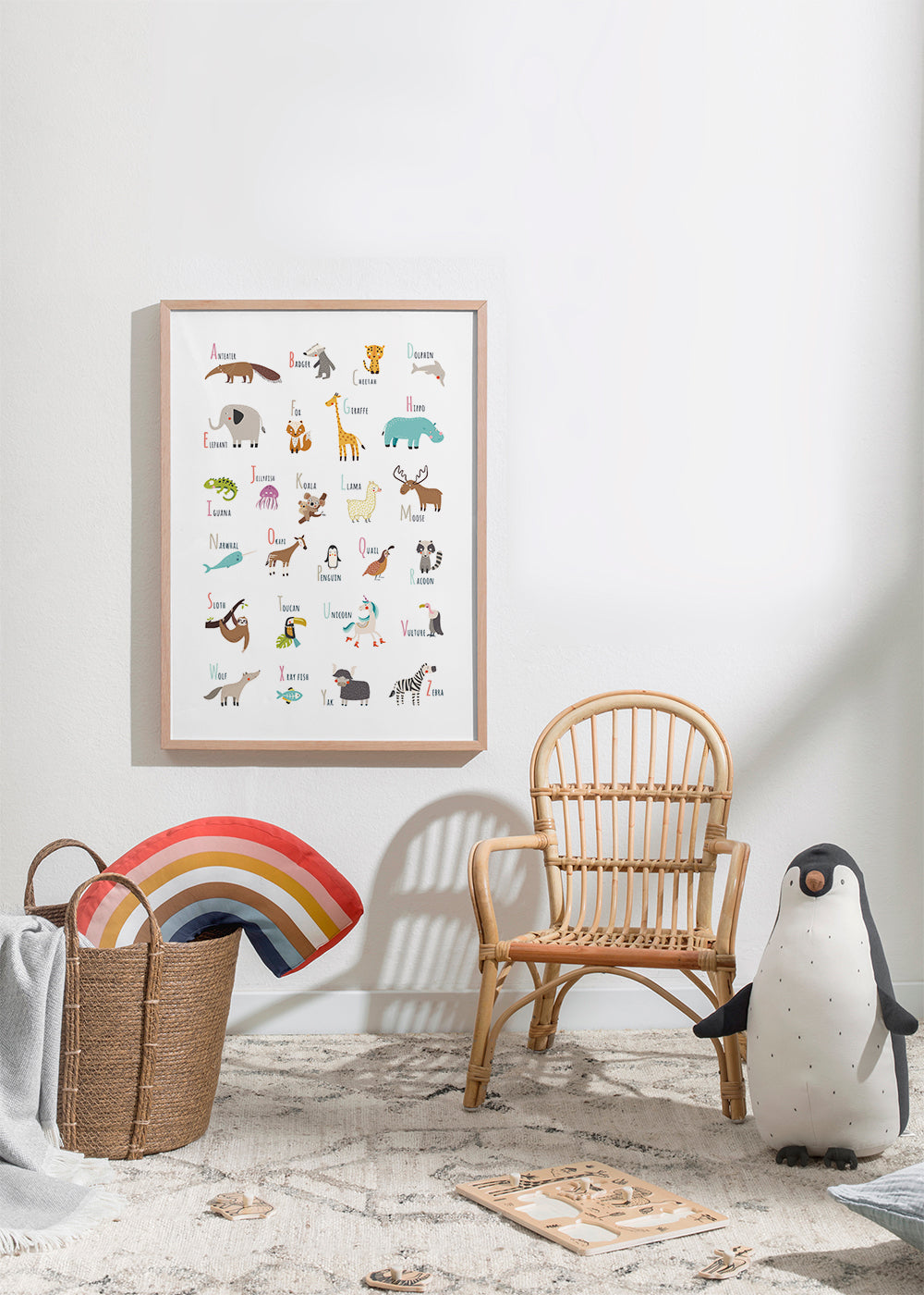 Poster alfabeto com animais para crianças
