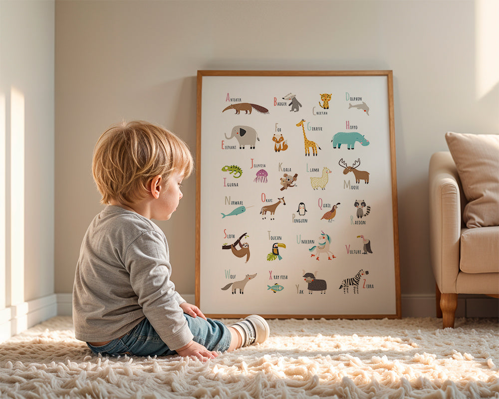 Poster alfabeto com animais para crianças