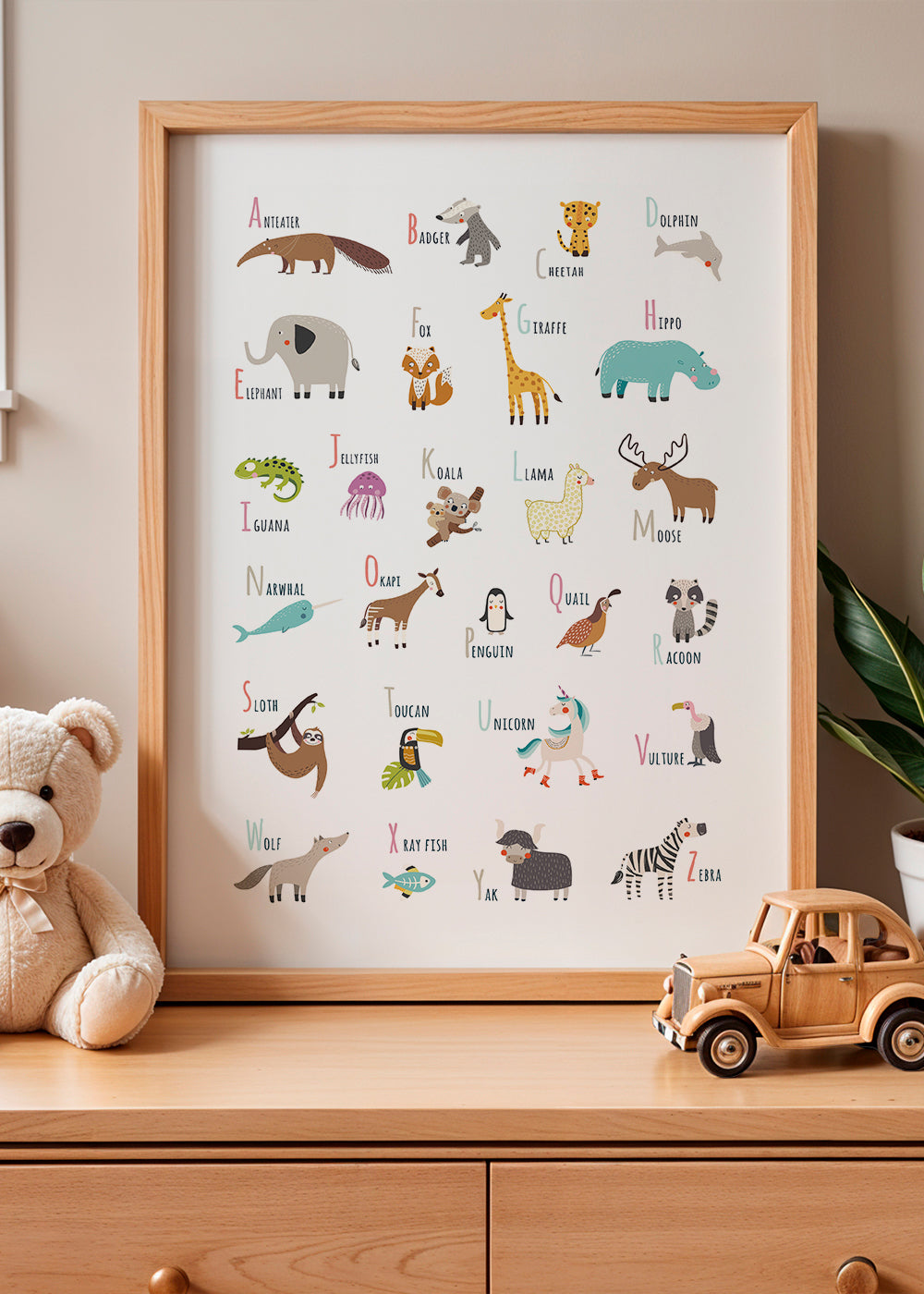 Poster alfabeto com animais para crianças