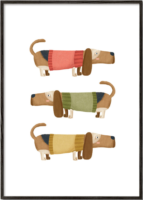 Ilustração trio de dachshunds