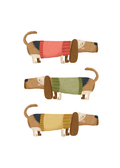 Ilustração trio de dachshunds