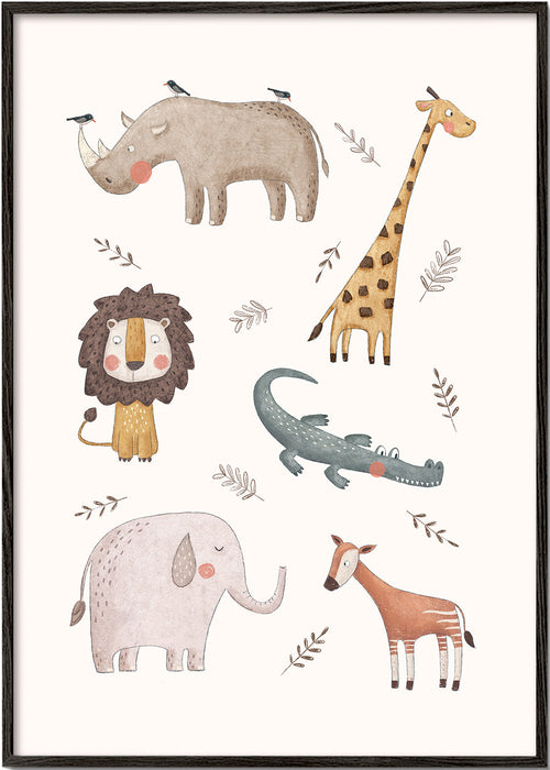 Lâmina infantil com animais do safari suaves