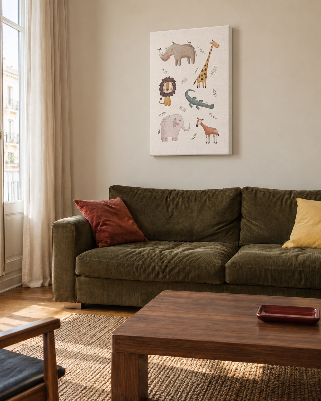 Safari animals - Unframed canvas in an interior