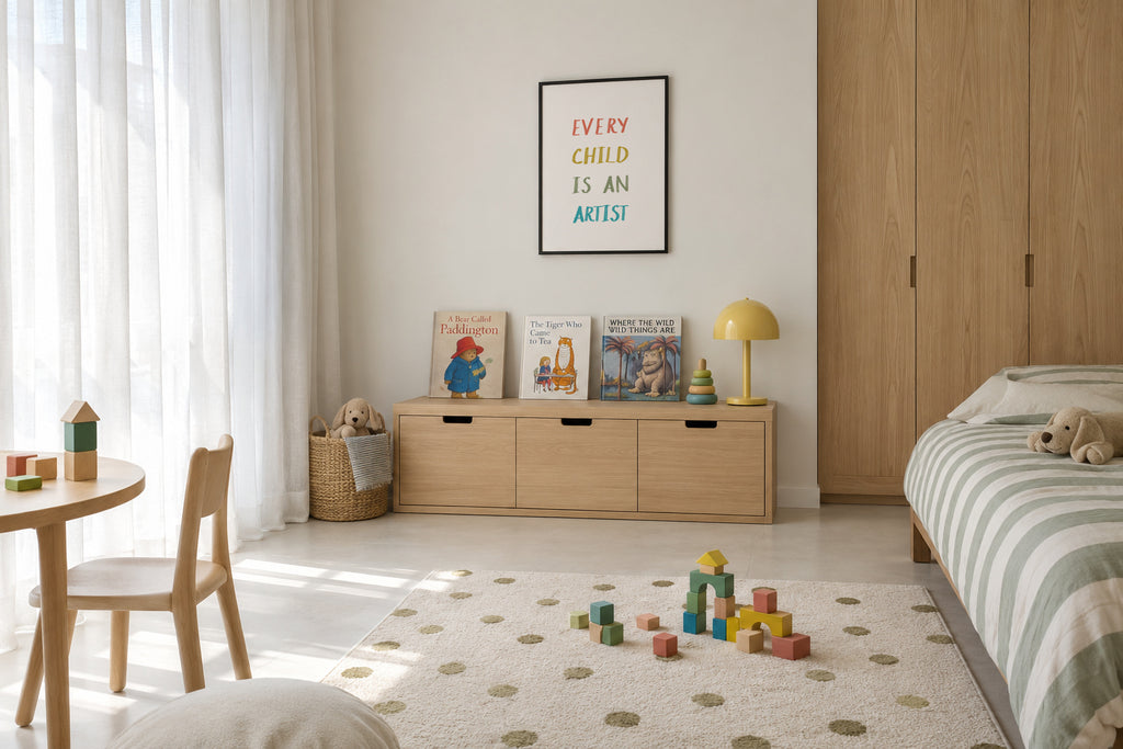 Every child is an artist Quote - Framed poster in an interior