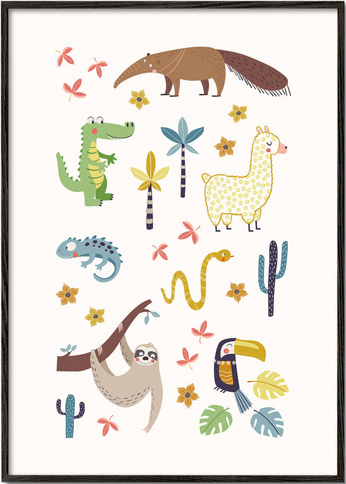 Ilustração infantil de animais sul-americanos