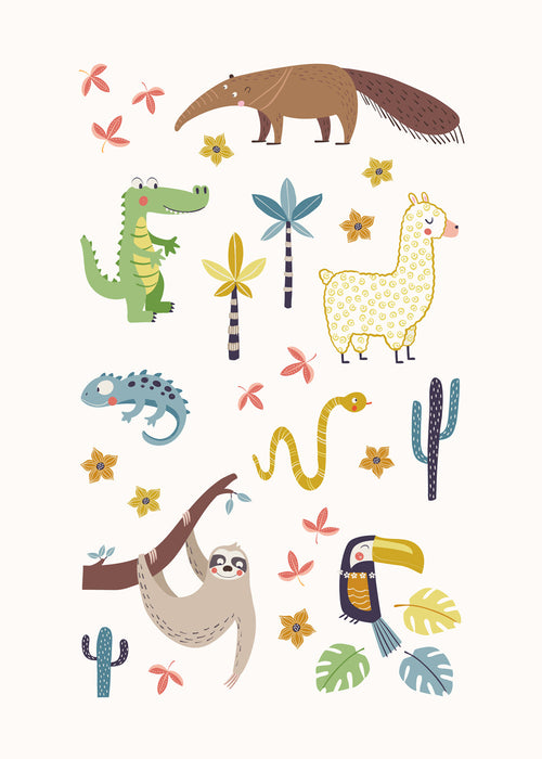 Ilustração infantil de animais sul-americanos