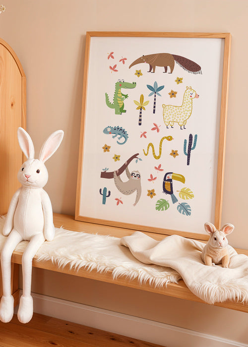 Ilustração infantil de animais sul-americanos