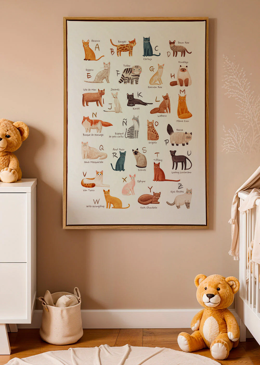 Lâmina infantil Alfabeto de gatos ilustrado