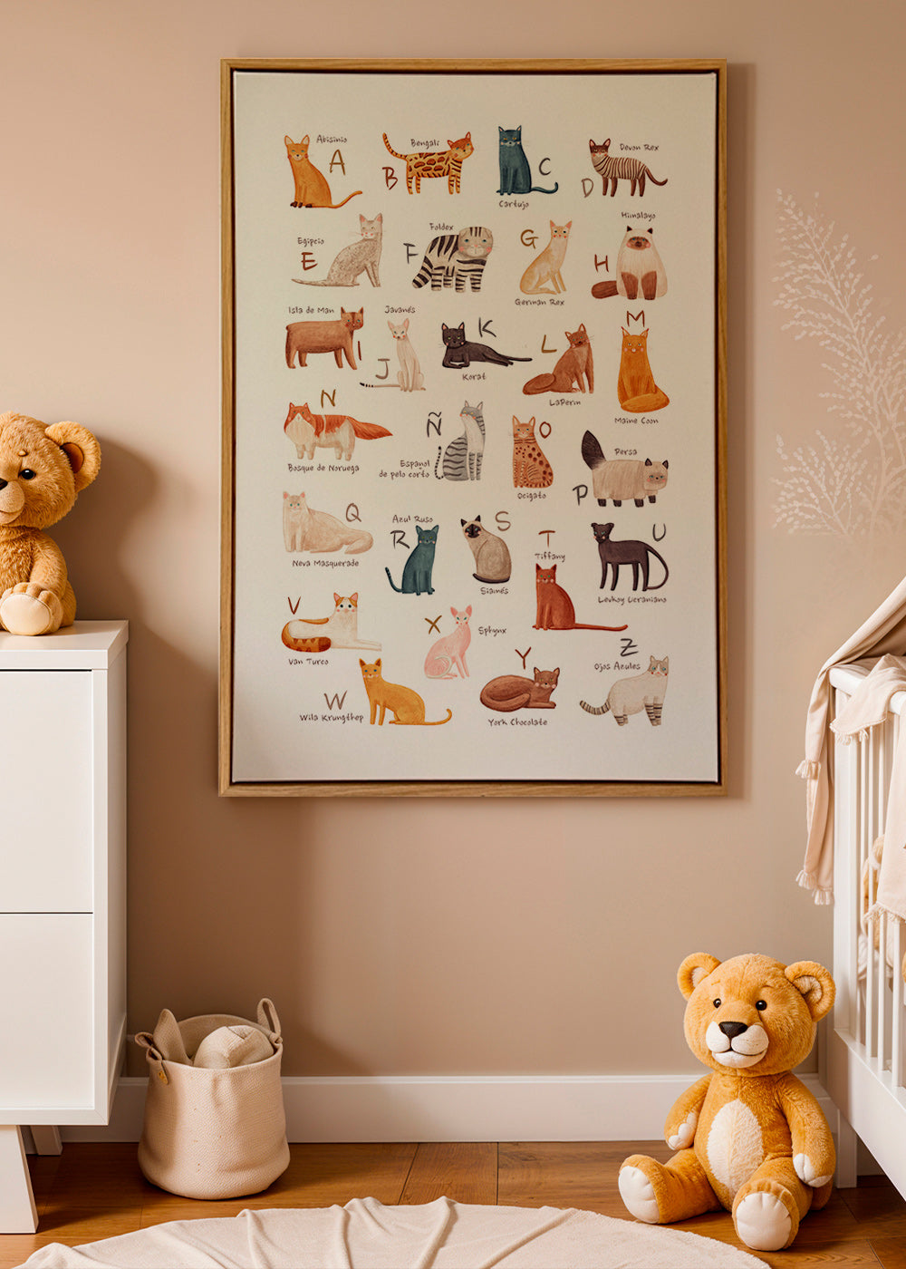 Lâmina infantil Alfabeto de gatos ilustrado