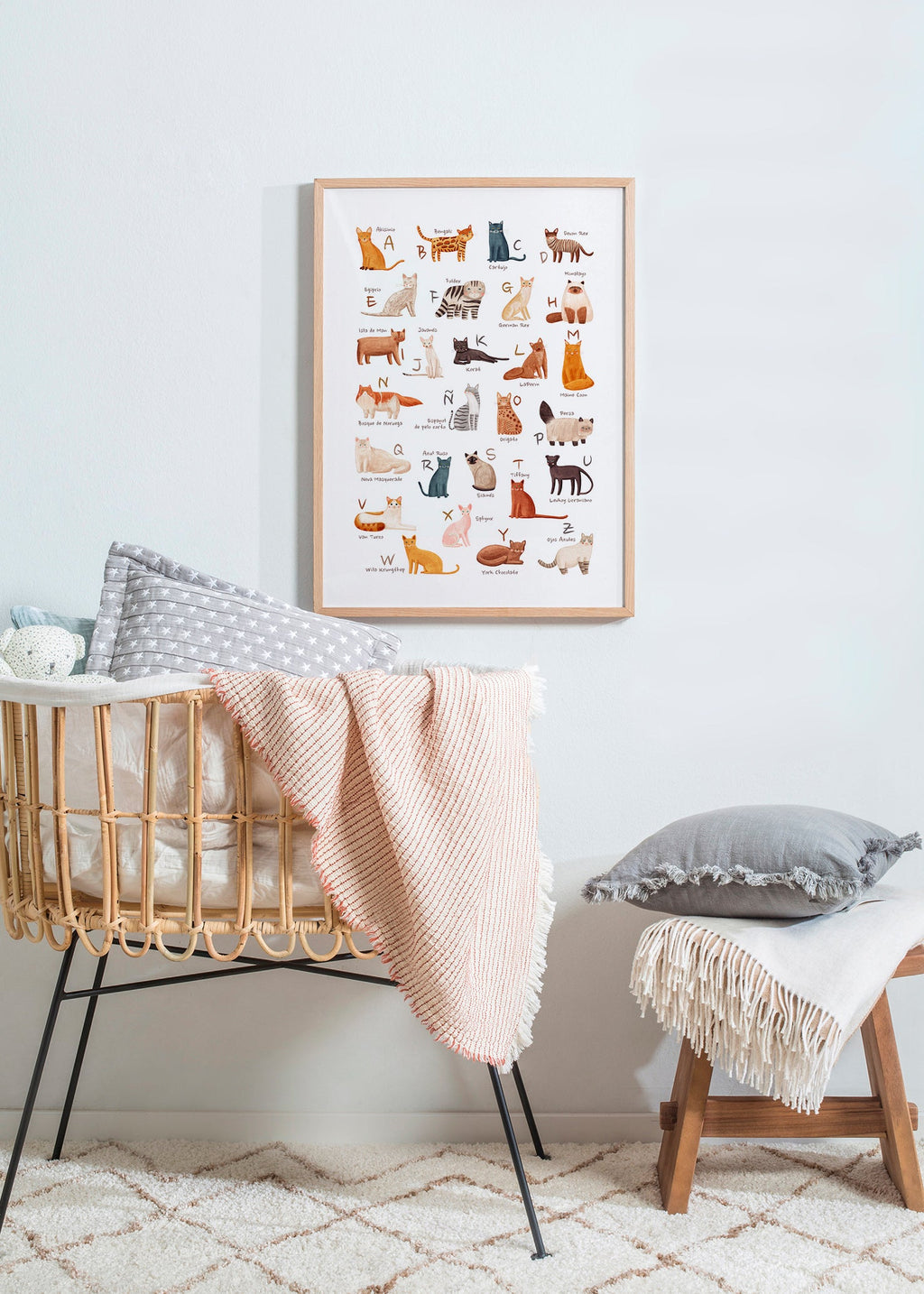 Lâmina infantil Alfabeto de gatos ilustrado