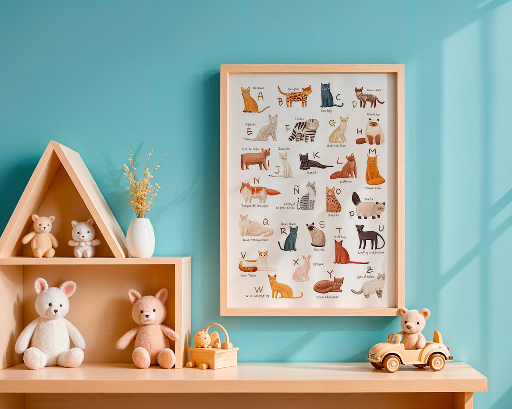 Lâmina infantil Alfabeto de gatos ilustrado