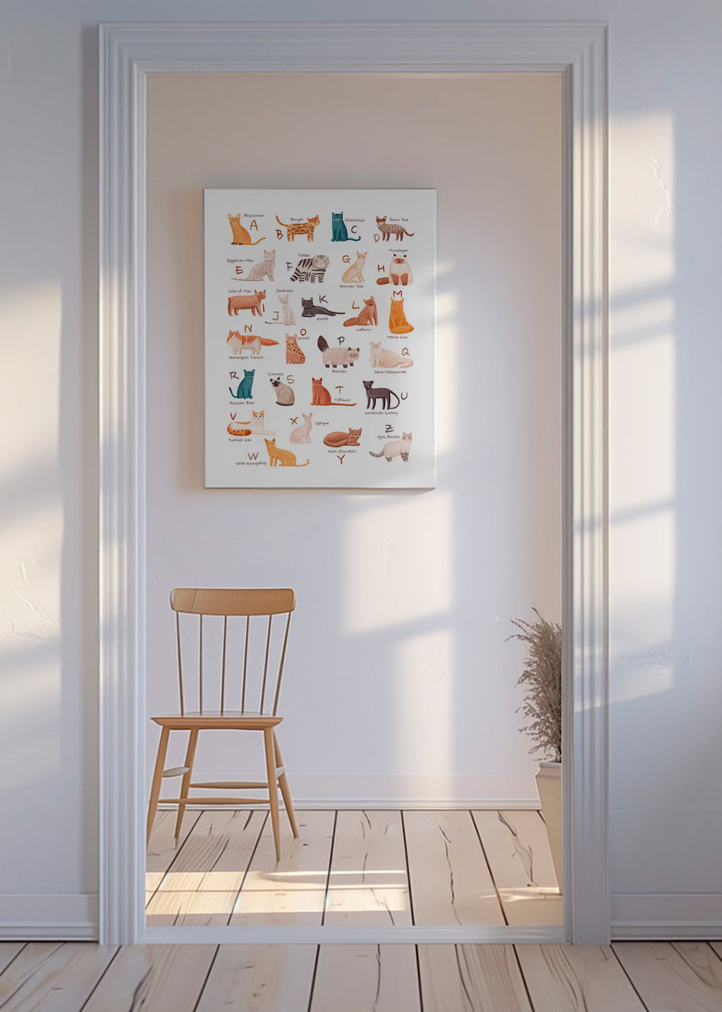 Lâmina infantil: alfabeto de gatos ilustrados