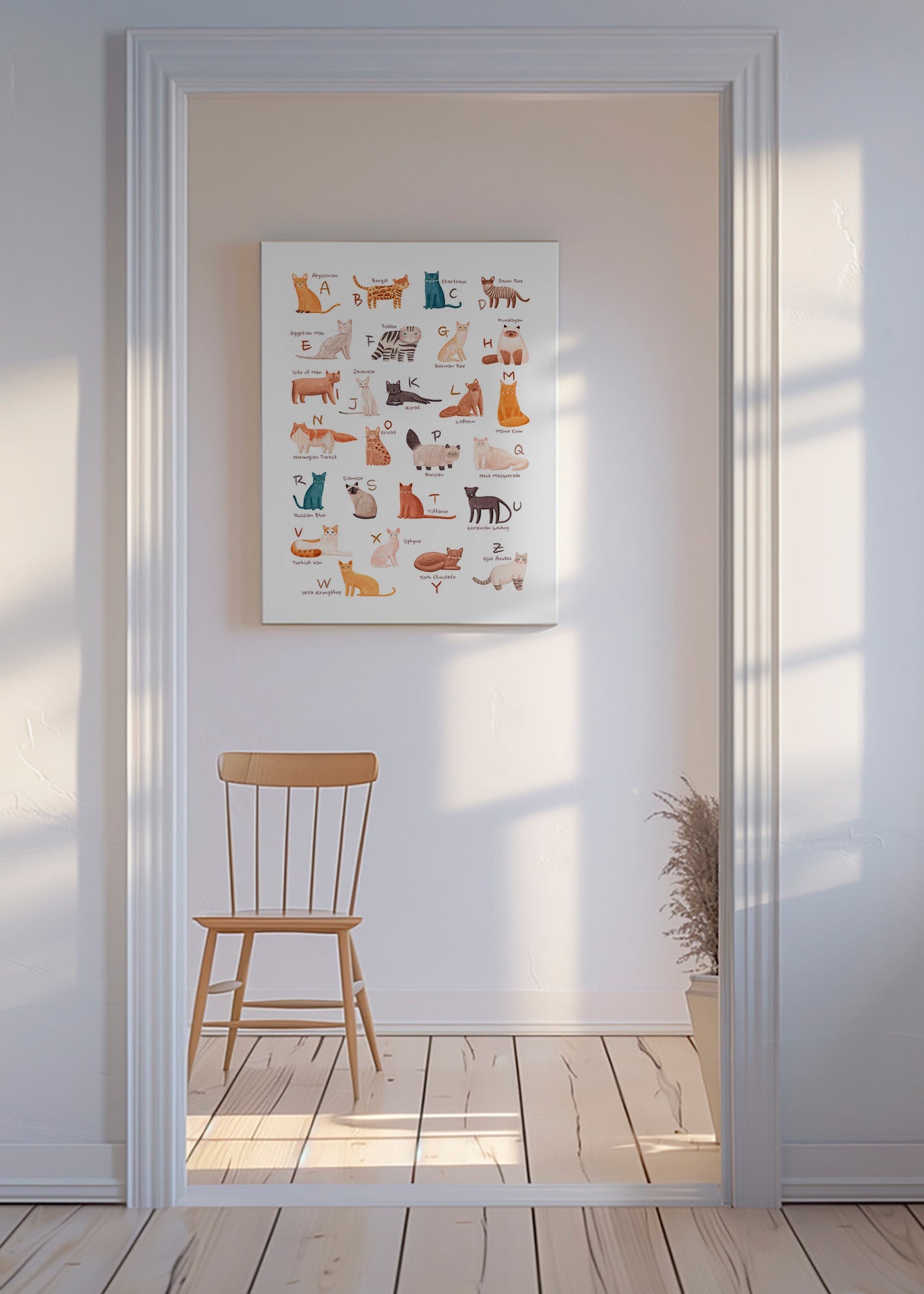 Lâmina infantil: alfabeto de gatos ilustrados