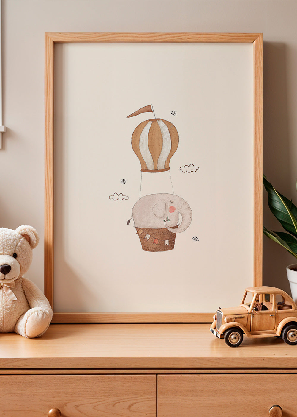 Lâmina infantil elefante no balão