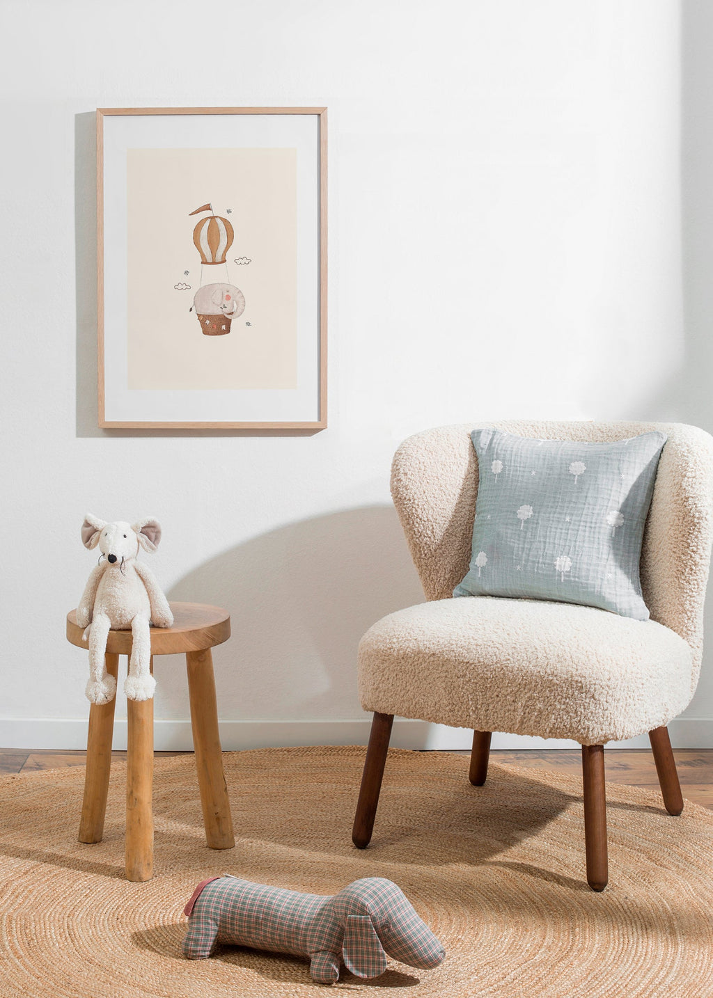 Lâmina infantil elefante no balão